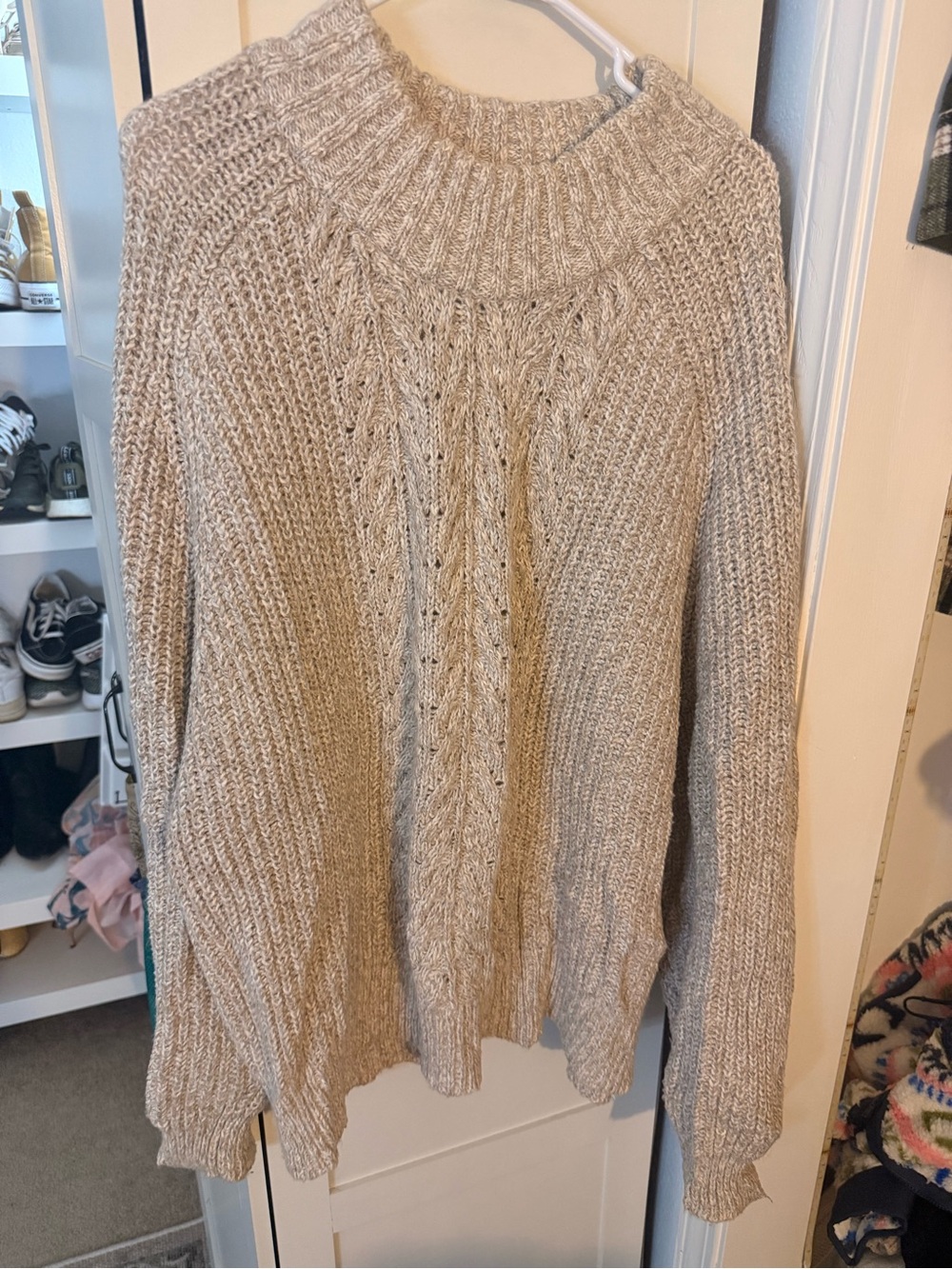 Chunky Cable-Knit Cream Sweater - Women's Cozy Pullover